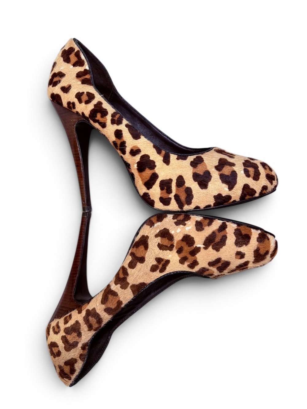 Pelle Moda Leopard Print Calf Hair Platform Stiletto Pumps